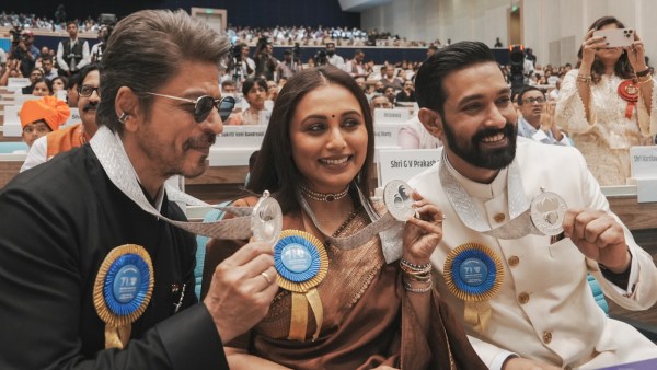 Rani Mukerji, Shah Rukh Khan and Vikrant Massey at National Award Ceremony. (Pic: pti)