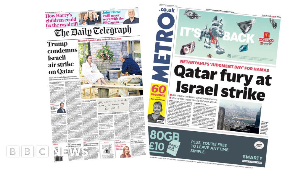 ‘Qatar fury’ and ‘Trump condemns Israeli air strike’