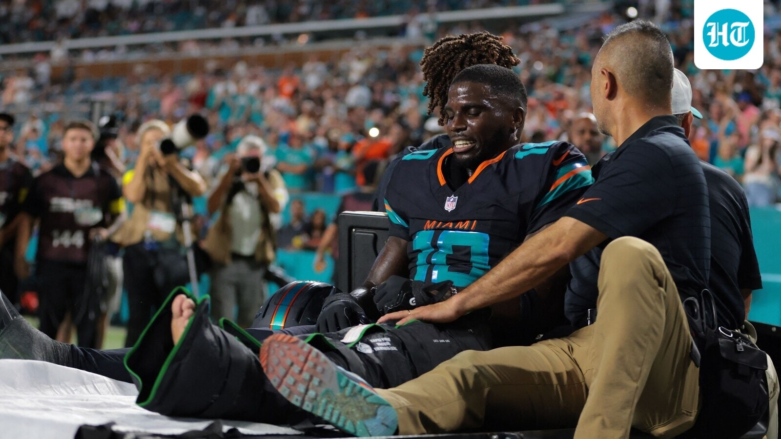 Tyreek Hill’s inspiring message to Dolphins camp after scary leg injury: ‘He immediately had wide eyes and was…’