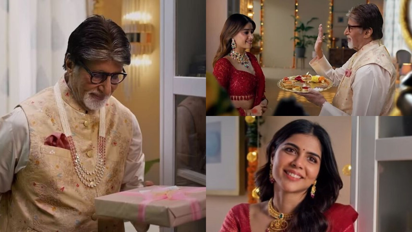 Grandfather Amitabh Bachchan gets sweet gift from Kalyani Priyadarshan, makes Janhvi Kapoor’s Diwali special in new ad
