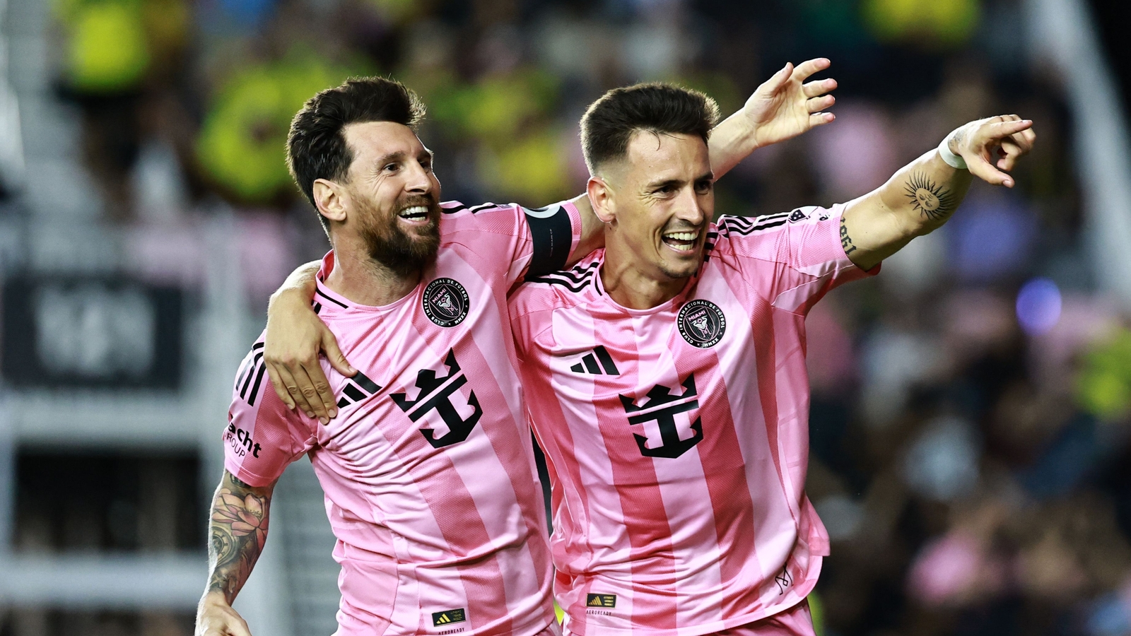 Messi gets trophy, then has two goals to lift Inter Miami past Nashville 3-1 in playoff opener