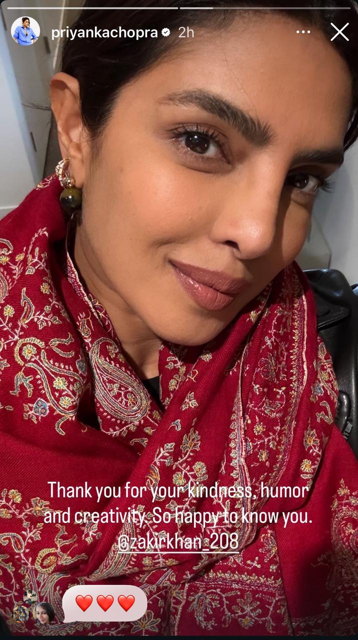 A screenshot of Priyanka Chopra's Instagram story.