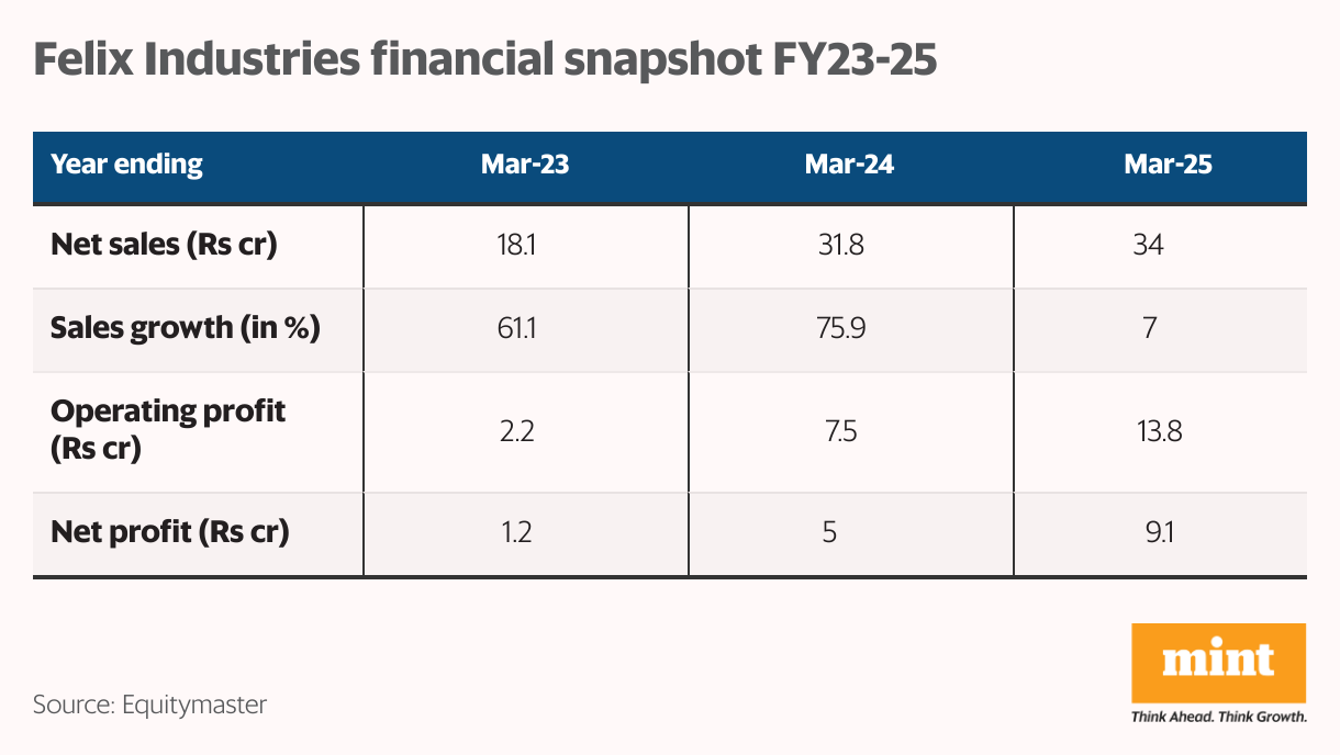 Felix Industries financial snapshot FY23-25 (Table)