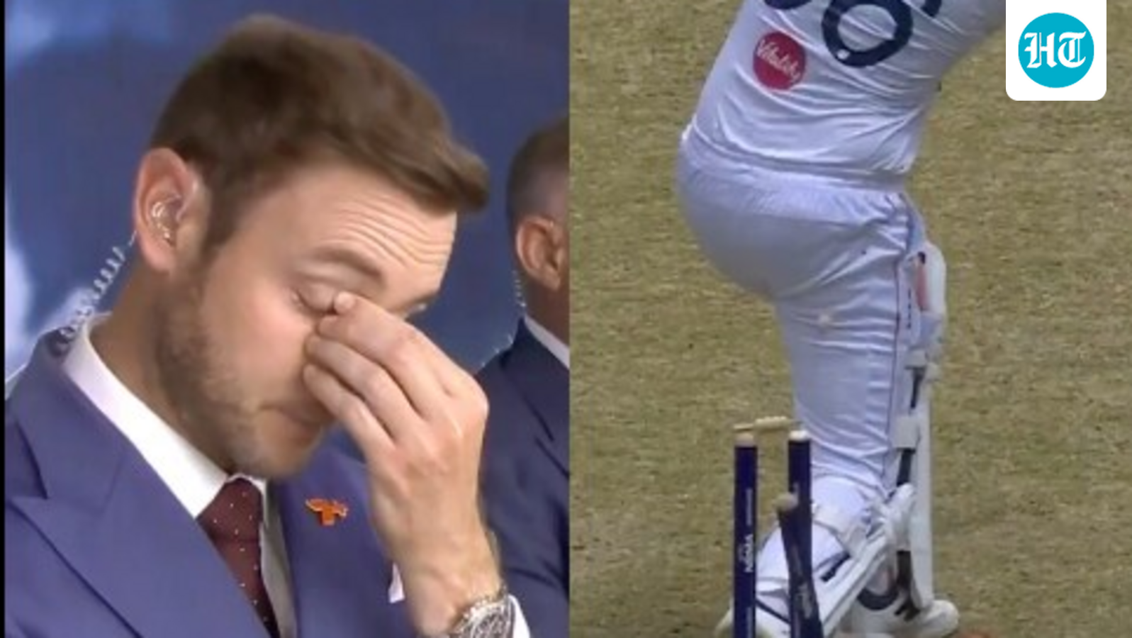 Stuart Broad cannot watch while Matthew Hayden explodes as Joe Root gets blown away by Mitchell Starc