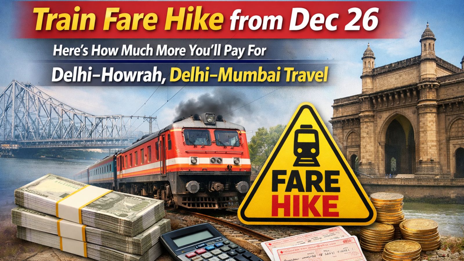 Train fare hike from Dec 26: Here’s how much more you will pay for Delhi–Howrah, Delhi–Mumbai travel | India News