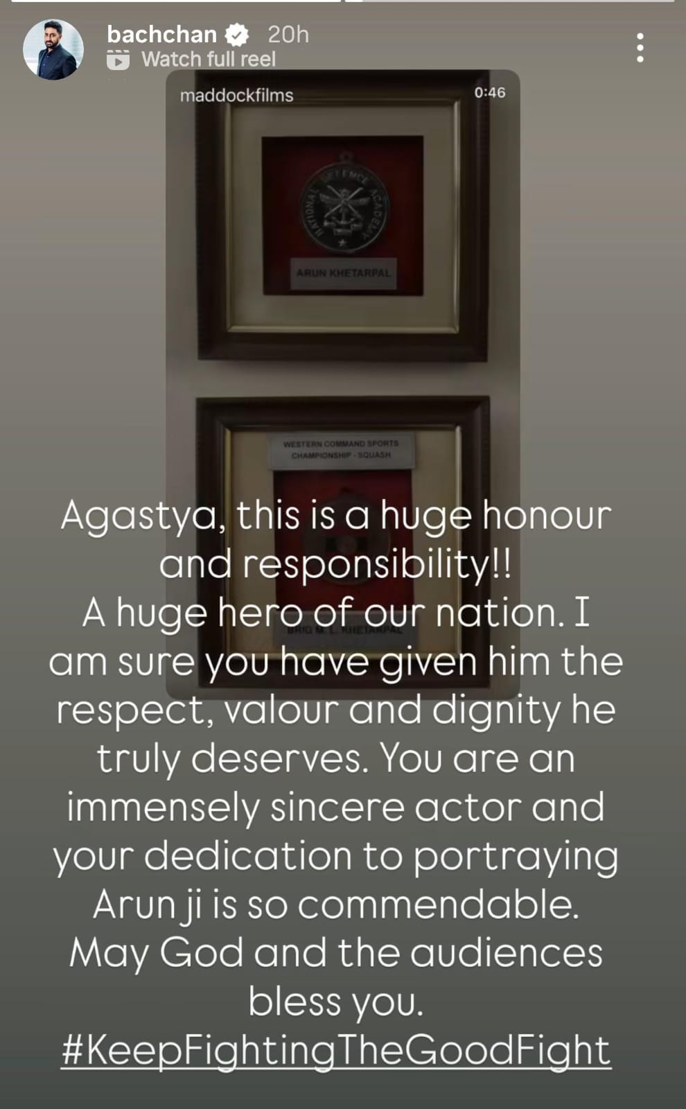 Abhishek's Insta Story. Abhishek's Insta Story.