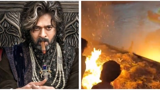 Fire breaks out inside cinema hall as Prabhas fans do aarti, burst crackers during The Raja Saab show. Watch